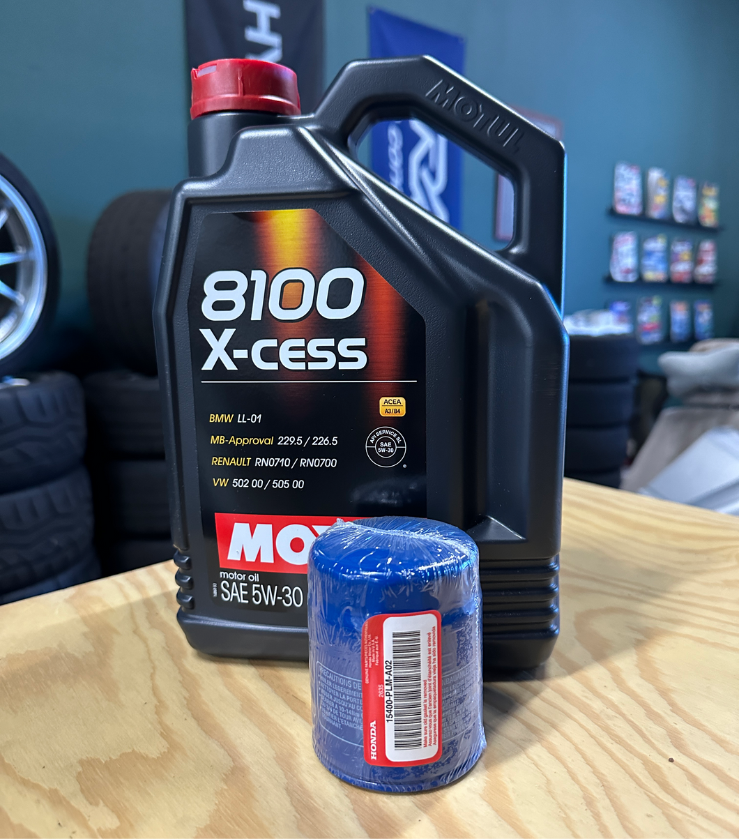 Motul 8100 5W-30 Engine Oil & OEM Honda Filter Combo